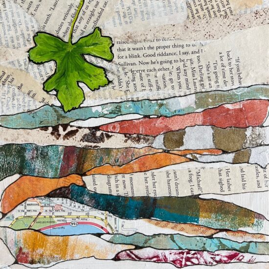 A letter stitched from earth